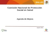 Comisión Nacional de Protección Social en Salud Agenda de Mejora Comisión Nacional de Protección Social en Salud Agenda de Mejora Agosto 2011.