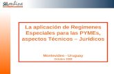 La aplicación de Regimenes Especiales para las PYMEs, aspectos Técnicos – Jurídicos Montevideo - Uruguay Octubre 2008.