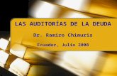 LAS AUDITORÍAS DE LA DEUDA Dr. Ramiro Chimuris Ecuador, Julio 2008.