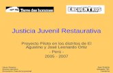 Justicia Juvenil Restaurativa Proyecto Piloto en los distritos de El Agustino y José Leonardo Ortiz - Perú - 2005 - 2007 Jean Schmitz delegado Tdh- Lausanne.