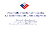 Cristina Orellana Quezada Gerenta General de SERCOTEC Presidenta Directorio Chile Emprende Desarrollo Territorial y Empleo La experiencia de Chile Emprende.