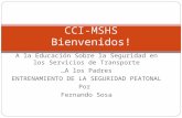 A la Educación Sobre la Seguridad en los Servicios de Transporte …A los Padres ENTRENAMIENTO DE LA SEGURIDAD PEATONAL Por Fernando Sosa CCI-MSHS Bienvenidos!