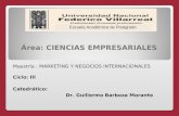 Área: CIENCIAS EMPRESARIALES Catedrático: Dr. Guillermo Barboza Morante Escuela Académica de Postgrado Maestría : MARKETING Y NEGOCIOS INTERNACIONALES.