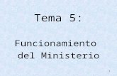 1 Tema 5: Funcionamiento del Ministerio. 2 FUNCIONAMIENTO DEL MINISTERIO -Tiene competencia y autoridad, sólo en su campo y nada más en la calidad de.