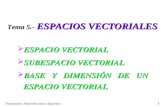 Fundamentos Matemáticosde la Ingeniería1 Tema 5.- ESPACIOS VECTORIALES ESPACIO VECTORIAL ESPACIO VECTORIAL SUBESPACIO VECTORIAL SUBESPACIO VECTORIAL BASE.