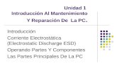 Unidad 1 Introducción Al Mantenimiento Y Reparación De La PC. Introducción Corriente Electrostática (Electrostatic Discharge ESD) Operando Partes Y Componentes.