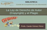 La Ley de Derecho de Autor (Copyright) y el Plagio Profa. Cande Gómez Pérez BIBLIOTECA Comité de Competencias de Información.