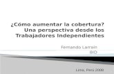 Fernando Larraín BID 1 Lima, Perú 2008. I. La reforma previsional en América Latina II. ¿Quiénes son los trabajadores independientes? III. La exclusión.