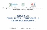 MÓDULO 3: CONFLICTOS, TENSIONES Y DERECHOS HUMANOS. Programa de Líderes en Salud Internacional. Edmundo Granda Ugalde Colombia, Junio 11 de 2012.