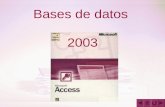 1 Bases de datos 2003. 2 Tópicos de MS Excel 2003 Bases de datos Administrador de Base de datos Ejemplo de Bases de datos Unidades fundamentales en las.