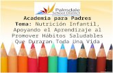 Academia para Padres Tema: Nutrición Infantil, Apoyando el Aprendizaje al Promover Hábitos Saludables Que Duraran Toda Una Vida 1.