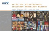 Están las microfinanzas creciendo demasiado rápido? Adrián González, MIX ~ Brown Bag IADB ~ 17 June 2009.
