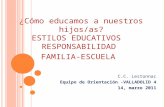 ¿Cómo educamos a nuestros hijos/as? ESTILOS EDUCATIVOS RESPONSABILIDAD FAMILIA-ESCUELA C.C. Lestonnac Equipo de Orientación -VALLADOLID 4 14, marzo 2011.