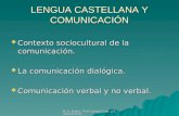 M. E. Godoy. Prof. Lengua Cast. y Comunicación LENGUA CASTELLANA Y COMUNICACIÓN  Contexto sociocultural de la comunicación.  La comunicación dialógica.