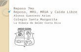 Repaso 7mo Reposo, MRU, MRUA y Caída Libre Alonso Guerrero Arias Colegio Santa Margarita La Ribera de Belén Costa Rica.