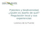 Patentes y biodiversidad. ¿Quién es dueño de qué? Regulación local y sus experiencias Lorenzo de la Puente.