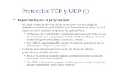 Protocolos TCP y UDP (I) Importancia para el programador: –Al elegir un protocolo con el cual conectarse con otra máquina determina el nivel de confiabilidad.