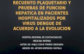 RECUENTO PLAQUETARIO Y PRUEBAS DE FUNCION HEPATICA EN PACIENTES HOSPITALIZADOS POR VIRUS DENGUE DE ACUERDO A LA EVOLUCION.