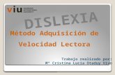 DISLEXIA 1 Método Adquisición de Velocidad Lectora Trabajo realizado por: Mª Cristina Lucía Otaduy Vivo.