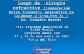 Valoración de la PIO luego de cirugía refractiva (comparación entre Tonómetro Aplanático de Goldmann y Tono-Pen XL ) Dr. Oswaldo Borrás XIII Jornadas Nacionales.