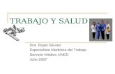 TRABAJO Y SALUD Dra. Rojas Sáurez Especialista Medicina del Trabajo Servicio Médico UNED Julio 2007.