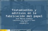 Tratamientos y aditivos en la fabricación del papel José María Carbajo Laboratorio de Celulosa y Papel CIFOR-INIA chema@inia.es.