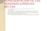 REPRESENTACION DE LAS PERSONAS JURÍDICAS ART.556 La representación legal de las personas jurídicas será ejercida por: - Presidente - El Gerente o cualquiera.