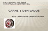UNIVERSIDAD DEL VALLE ASIGNATURA BROMATOLOGÍA CARNE Y DERIVADOS M.Sc. Wendy Ruth Céspedes Rivera.
