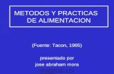 JOSE ABRAHAM MORA - ESTACION DE PISCICULTURA- UCLA - BARQUISIMETO.1 METODOS Y PRACTICAS DE ALIMENTACION (Fuente: Tacon, 1985) presentado por jose abraham.