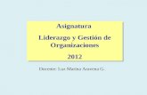 Asignatura Liderazgo y Gestión de Organizaciones 2012 Asignatura Liderazgo y Gestión de Organizaciones 2012 Docente: Luz Marina Aravena G.