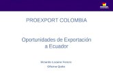 PROEXPORT C O L O M B I A PROEXPORT COLOMBIA Oportunidades de Exportación a Ecuador Ricardo Lozano Forero Oficina Quito.