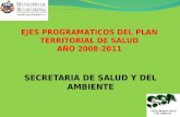 SECRETARIA DE SALUD Y DEL AMBIENTE EJES PROGRAMATICOS DEL PLAN TERRITORIAL DE SALUD AÑO 2008-2011.