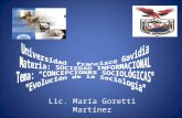Lic. María Goretti Martínez. La evolución de la Sociología y la sociedad del conocimiento. Objetivo: Que los alumnos interpreten los efectos de la evolución.