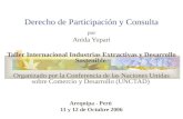 Derecho de Participación y Consulta por Anida Yupari Taller Internacional Industrias Extractivas y Desarrollo Sostenible Organizado por la Conferencia.