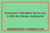 Aspectos referidos de la Ley 1.333 del Medio Ambiente BERNARDO ZAMBECCHI.
