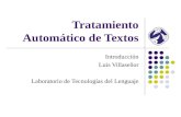 Tratamiento Automático de Textos Introducción Luis Villaseñor Laboratorio de Tecnologías del Lenguaje.