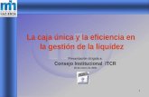 1 Presentación dirigida a: Consejo Institucional ITCR 26 de enero de 2006 La caja única y la eficiencia en la gestión de la liquidez.