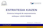 Involving People Lean Sigma Services ESTRATEGIA KAIZEN Sistema integral de mejoramiento enfoque: LEAN SIGMA Monterrey N.L. 25-Marzo-03.