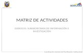Coordinación General de Planificación Institucional MATRIZ DE ACTIVIDADES EJERCICIO: SUBSECRETARIA DE INFORMACIÓN E INVESTIGACIÓN.