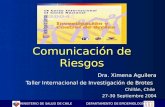 DEPARTAMENTO DE EPIDEMIOLOGÍAMINISTERIO DE SALUD DE CHILE DEPARTAMENTO DE EPIDEMIOLOGÍA Comunicación de Riesgos Dra. Ximena Aguilera Taller Internacional.