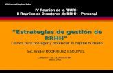 UTN Facultad Regional Delta Ing. Walter RODRIGUEZ ESQUIVEL “Estrategias de gestión de RRHH” Claves para proteger y potenciar el capital humano IV Reunion.