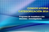 CONVOCATORIA CATEGORIZACIÓN 2014 Programa de Incentivos a los docentes - investigadores.