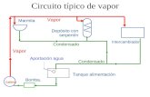 Circuito típico de vapor Caldera Marmita Bomba. Tanque alimentación Alimentación agua Condensado Vapor Depósito con serpentín Intercambiador Aportación.