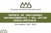 1 REPORTE DE INDICADORES MACROECONÓMICOS Y DEL SECTOR AGROALIMENTARIO Noviembre del 2012.