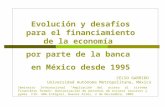 Evolución y desafíos para el financiamiento de la economía por parte de la banca en México desde 1995 CELSO GARRIDO Universidad Autónoma Metropolitana,