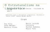 O Estruturalismo na Linguística Universidade Veiga de Almeida - Faculdade de Letras 2012.1 Seminário para a disciplina Linguística: História e Teoria (Prof.