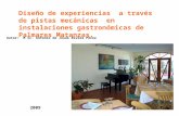 Diseño de experiencias a través de pistas mecánicas en instalaciones gastronómicas de Palmares Matanzas. Autor: M Sc. Antonio de Jesús Rivera Pérez 2009.