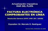 Actualización Impositiva MAR DEL PLATA Expositor: Dr. Marcelo D. Rodríguez FACTURA ELECTRÓNICA COMPROBANTES EN LÍNEA Buenos Aires, Setiembre de 2008 Resolución.