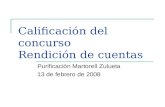 Calificación del concurso Rendición de cuentas Purificación Martorell Zulueta 13 de febrero de 2008.