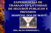 EXPERIENCIAS DE TRABAJO EN LA UNIDAD DE SEGUROS PUBLICOS Y PRIVADOS HOSPITAL DOS DE MAYO DRA. SILVIA RODRIGUEZ L.